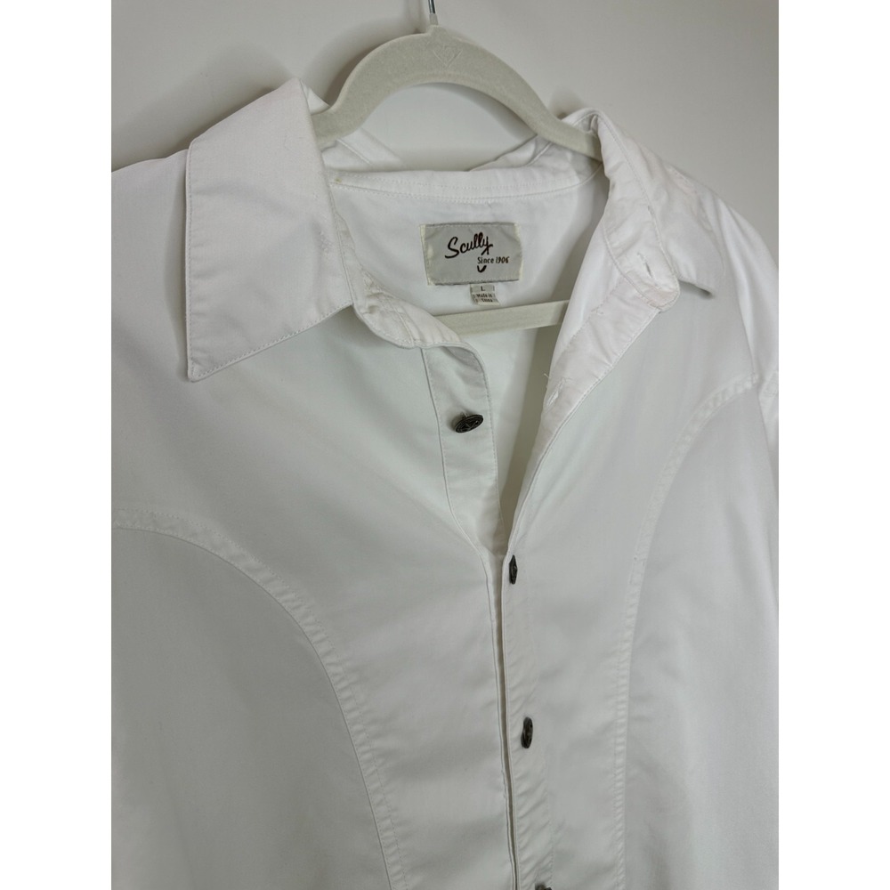 Scully Western Button Up Shirt Star Button Long Sleeve Large Country Mens White - Picture 11 of 15